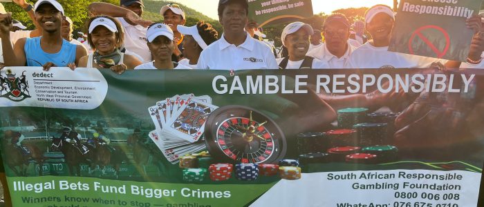 MEC Bitsa Lenkppane leading the DEDECT‘s ongoing campaigns on responsible drinking and gambling at the Kasi Ride event in Sun City.